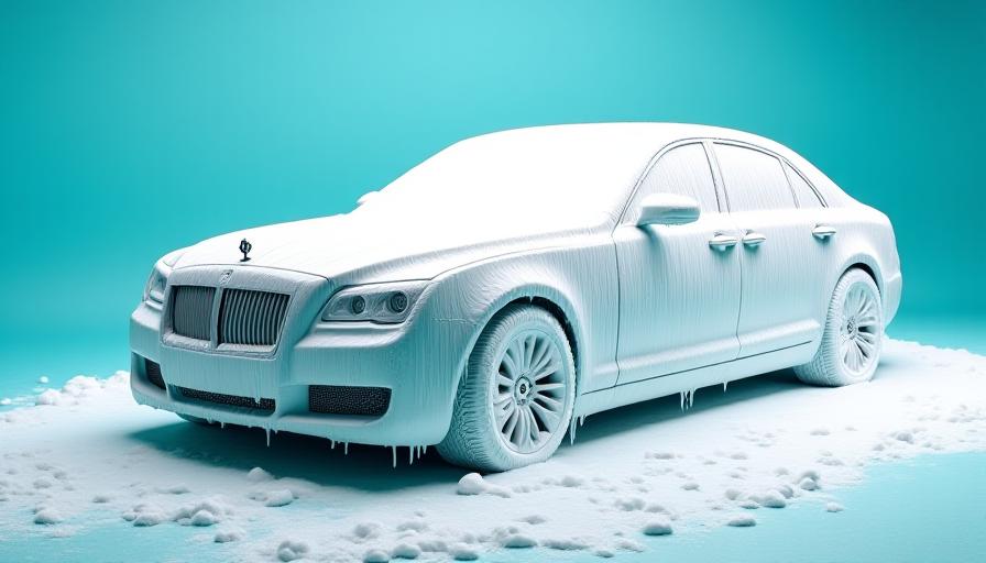 Auto wird mit dickem Reinigungsschaum (Snow Foam) bedeckt